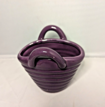 Purple Glazed Ceramic Basket 4in. Planter Jewelry Box Change Coin Displa... - £7.89 GBP