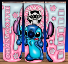 Stitch Cartoon Ohana Puffy 3D Valentines Love Forever Cup Mug Tumbler 20 oz - £15.44 GBP