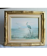 Serene beautiful Classic Seascape OCEAN  PELICANS scene OIL on CANVAS FR... - £49.84 GBP