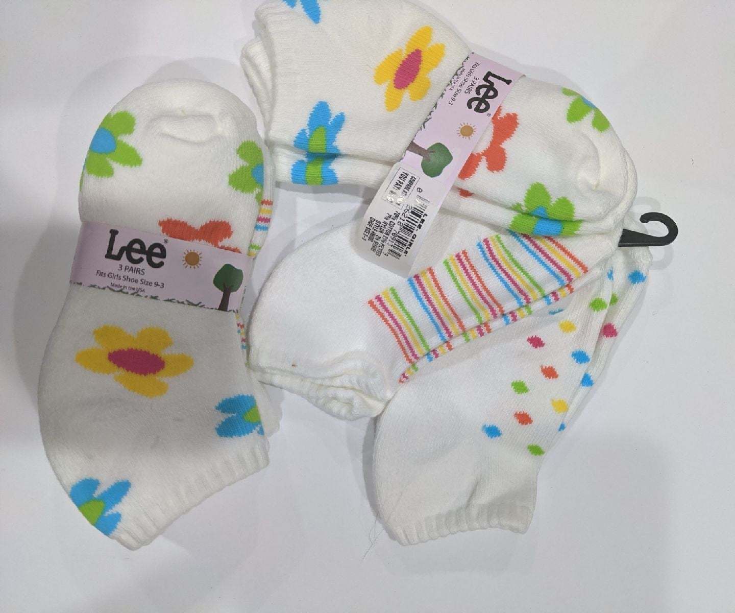 Lee Girls Socks - New - 6 Pairs 3 Designs  - $12.00