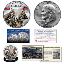 WWII D-DAY Normandy 80th Anniversary 1944-2024 Authentic IKE U.S. $1 Coin &amp; Card - £10.27 GBP
