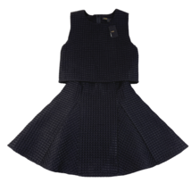 Nuevo Maje Doble Capa Vestido de Mujer 1 Negro Punto Waffle con Textura ... - £147.00 GBP