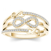 10K Yellow Gold 1/6ct TDW Diamond Split Shank Fashion Ring - £203.27 GBP