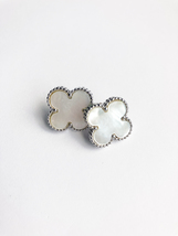 Quatrefoil Motif Silver and Mother of Pearl Earrings - $45.00