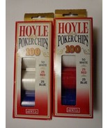 Vintage Hoyle Plastic Red, White &amp; Blue Poker Chips 1998 set of 2 100 ea... - $13.40 CAD