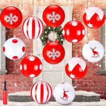 18 Pcs 9 Inch Inflatable Christmas Balls Pvc Outdoor Christmas Decorations Xmas  - $56.99