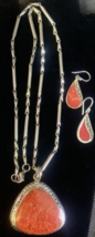 Large Sponge Coral Sterling Silver Pendant Necklace and Earrings Set - £73.14 GBP