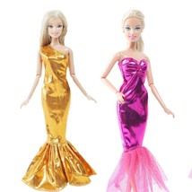 2 Shiny Dresses For Barbie Doll Outfits 11.5 &quot; Princess Evening Party Wear 1/6 - £13.05 GBP