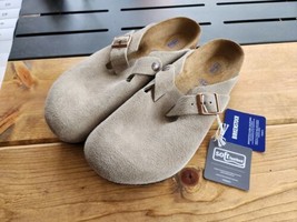 Birkenstock Boston Suede Soft Foot Bed Clogs Taupe Mens US Size 10 EU 43 - $168.30