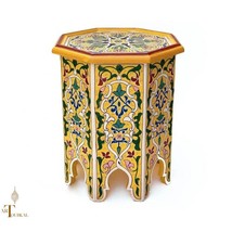Hand painted wooden tea table, &#39;Rustic Moroccan Hand-Painted Wooden Hall Table w - £196.58 GBP