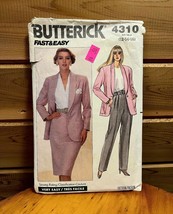 Butterick Vintage Home Sewing Crafts Kit #4310 1989 Jacket Skirt Pants - £7.85 GBP