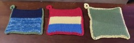 Handmade Crochet Hot Pads Potholders 3pc w Hangers Double Thickness 8x6 - $23.18