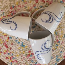 Three (3) Corelle™~ 12 Ounce ~ Porcelain Whimsical Dots (Blue) ~ Coffee Mugs - £23.52 GBP