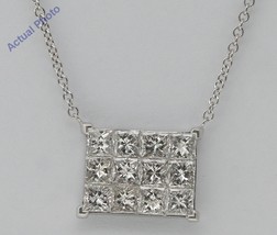 18k White Princess Square Invisible Tile Diamond Pendant (1.75 Ct G SI1) - £1,838.59 GBP