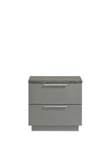 Elara Gray Nightstand: Marble &amp; Lacquer, Velvet Drawers - $451.42 CAD