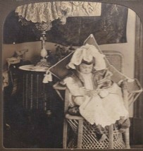 Vtg 1903 Perfec Stereograph Photo HC. White Co Little Girl Knitting Like... - £10.41 GBP