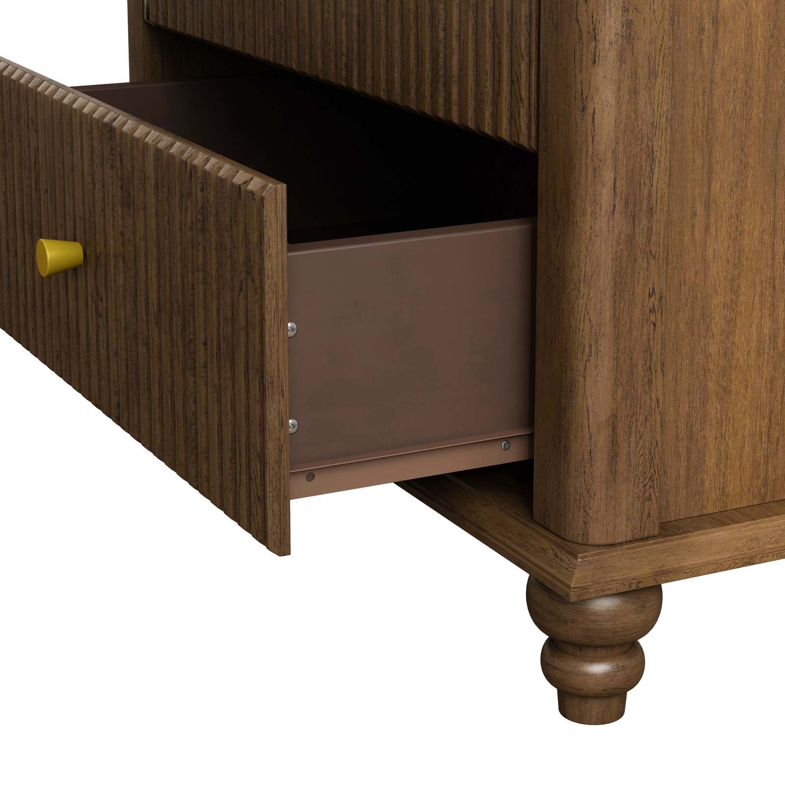 Modern Walnut Fluted 5-Drawer Dresser - 45" Tall Bedroom Chest Item image 13