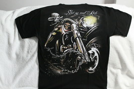 SKELETON SKULL BIKER MOTORCYCLE MOON CHAIN SHUT UP AND RIDE T-SHIRT SHIRT - £8.92 GBP