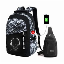 Fenong high school backpack for boy large capacity book bag sling chest bag set  - £153.43 GBP