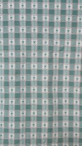 &quot;&quot;HEARTS IN SQUARES - GREEN &amp; PALE GRAY HEAVY, WOVEN TABLECLOTH&quot;  - LONG... - $14.89