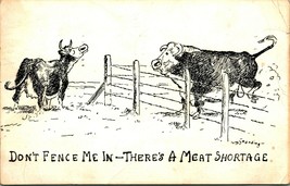 Wm William Standing Comic Cows There&#39;s A Meat Shortage 1951 Chrome Postcard  - £3.06 GBP