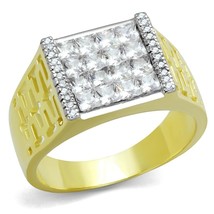 Men Two-Tone Princess Cut Simulated Diamond Cluster Band 925 Silver Wedding Ring - £103.26 GBP