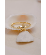 Galaxy Dainty Star Minimalist Plain Stackable Promise Ring 14k Yellow Gold - £303.85 GBP