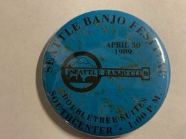 Vintage Seattle Banjo Festival 1989 Southcenter WA Pinback Pin 2.25&quot; - $4.90