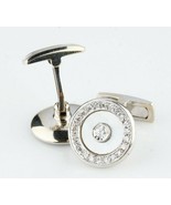 14k Oro Bianco Diamanti E Madreperla Intarsio Uomo Gemelli W/Certificato - $1,819.66