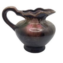 Vintage Pottery Pitcher Tilso Japan Drip Glaze Small Pitcher 4.5&quot; Hint of Pink - £16.17 GBP