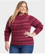Knox Rose Pullover Sweater Women Large Knit Striped Caron Pattern Red Co... - $238.17 MXN