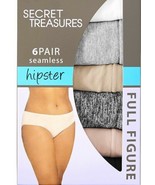 Secret Treasures Full Figure Hipster Panties 6 Pair Size 3X/13 Seamless ... - £12.11 GBP
