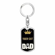 Cat Keyring Gift Tiger Cat Cat Dad King Swivel Keychain Stainless Steel Or 18k G - £36.35 GBP