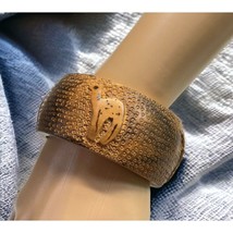 Wood Bangle Bracelet Camel Vintage Carved Texture Chunky Desert Ethnic - £11.75 GBP