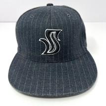 Vintage Sullen S Logo Flexfit Fitted Baseball Cap Hat Grey Pinstriped OS... - $19.75