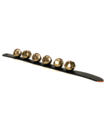 6 Brass Sleigh Bells 17 1/2” L - Black Leather Strap - £25.60 GBP