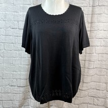 Maggie Barnes Knitted Women&#39;s 4XL Short Sleeve Blouse Casual Beaded Sequ... - $21.02