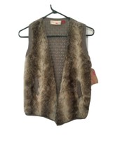 Red Camel Girls Faux Fur Open Front Sweater Vest Top Size XL Brown - $38.22