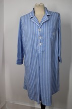 Lauren Ralph Lauren L Blue White Stripe Cotton Pullover Night Gown Sleep... - £25.39 GBP