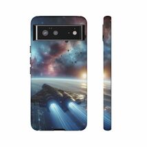 Spaceship Traveling Galaxy Cover for iPhone 15, Tough Case Space Art Gif... - $28.49