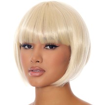 Blonde Bob Wig Bangs Short Straight Retro Unisex Costume Party Cosplay 991586 - £19.45 GBP