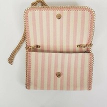 Urban Expressions Purse Mona Pink Striped 8&quot; Clutch Crossbody Canvas Gold Chain - £7.02 GBP