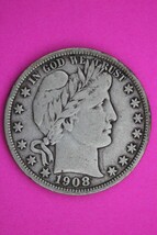 1908 P Barber Liberty Half Dollar Scarce Semi Key Date Silver Old Coin 0027 - $184.99