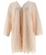 Isaac Mizrahi Live! Open Front 3/4 Sleeve Lace Kimono Rose Pink XXS - $13.02 CAD