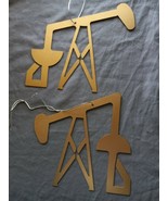 Set Of 2 Laser Cut Steel Oil Pump Jack Ornament Natural Steel Gold - €42,79 EUR