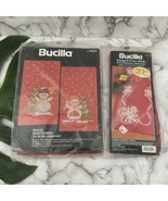 Bucilla Vintage Cross Stitch Table Runner Guest Towels Lot Christmas Poi... - $24.74
