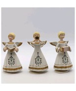 Christmas Angels Music Box Schmid Ceramic Set Of 3 Vintage Figurines Shi... - $57.99