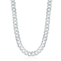 Rhodium Plated Sterling Silver 6.25mm Urban Cuban Chain Necklace - £144.68 GBP+