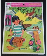 Vtg Whitman 1975 cardboard inlay frame tray puzzle New Birdhouse - $284.12 MXN