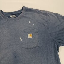 Carhartt K87 Loose Men's Blue Cotton Blend Short Sleeve Distressed T-Shirt 2XL image 10